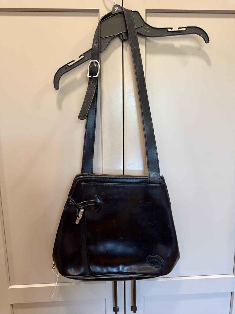 Longchamp Roseau Black Leather toggle Crossbody Bag with Adjustable Strap